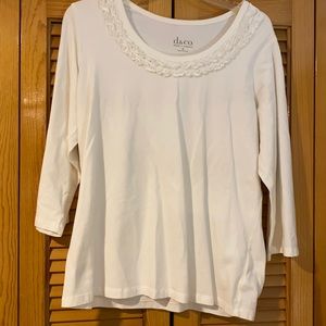 White top with ruffles 4/4 sleeve size small
